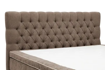 Hilton Lyx Komplett Sängpaket 180x200 cm Kontinentalsäng med knappad sänggavel i chenille - Mörkbrun - Products - Möbler - Säng - Kontinentalsäng