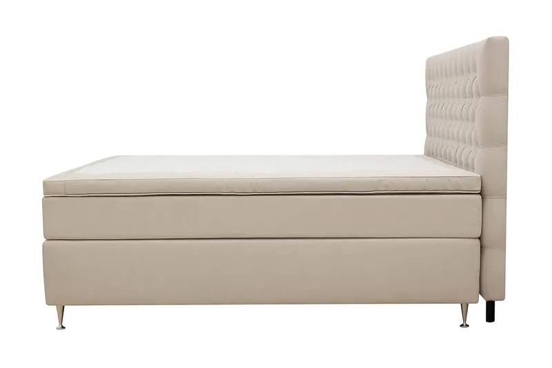Hilton Lyx Komplett Sängpaket 180x200 cm Kontinentalsäng med knappad sänggavel i sammet - Beige - Products - Möbler - Säng - Kontinentalsäng