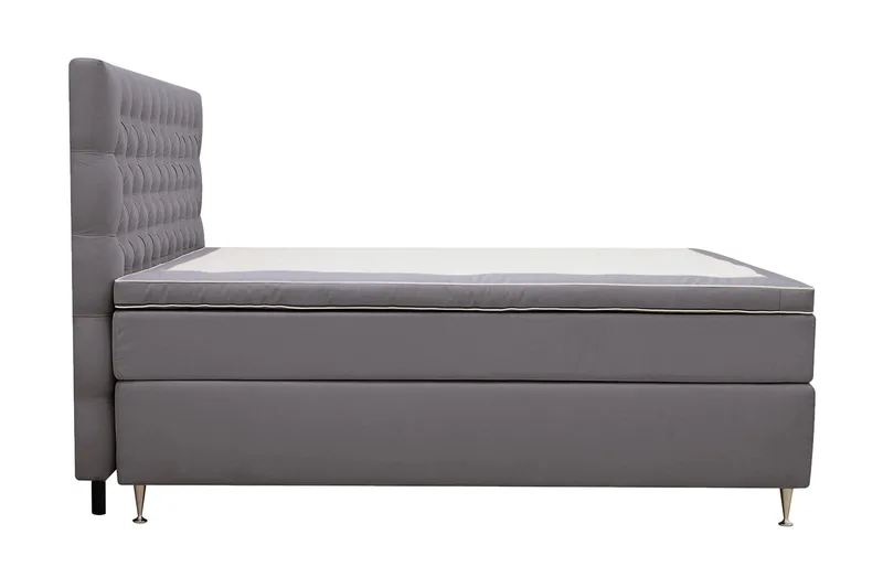Hilton Lyx Komplett Sängpaket 180x200 cm Kontinentalsäng med knappad sänggavel i sammet - Grå - Products - Möbler - Säng - Kontinentalsäng