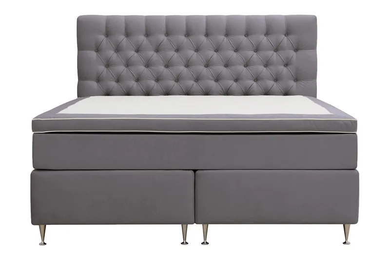 Hilton Lyx Komplett Sängpaket 180x200 cm Kontinentalsäng med knappad sänggavel i sammet - Grå - Products - Möbler - Säng - Kontinentalsäng