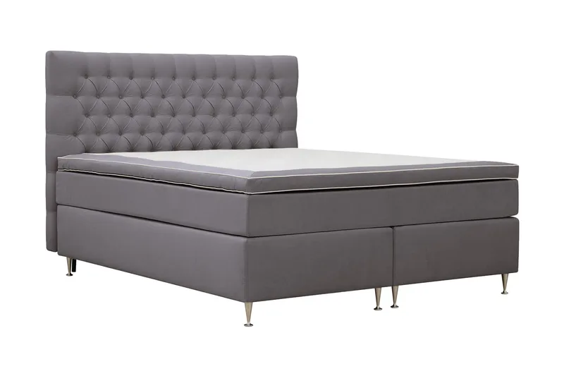 Hilton Lyx Komplett Sängpaket 180x200 cm Kontinentalsäng med knappad sänggavel i sammet - Grå - Products - Möbler - Säng - Kontinentalsäng