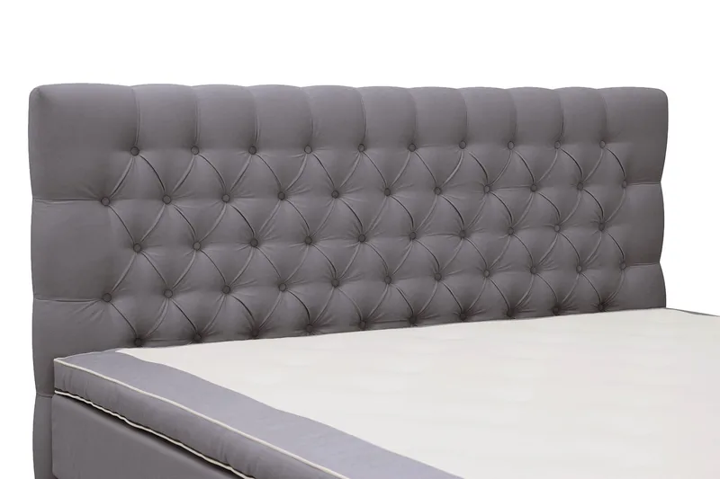 Hilton Lyx Komplett Sängpaket 180x200 cm Kontinentalsäng med knappad sänggavel i sammet - Grå - Products - Möbler - Säng - Kontinentalsäng