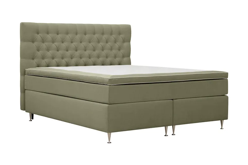 Hilton Lyx Komplett Sängpaket 180x200 cm Kontinentalsäng med knappad sänggavel i sammet - Olivgrön - Products - Möbler - Säng - Kontinentalsäng