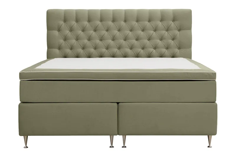 Hilton Lyx Komplett Sängpaket 180x200 cm Kontinentalsäng med knappad sänggavel i sammet - Olivgrön - Products - Möbler - Säng - Kontinentalsäng