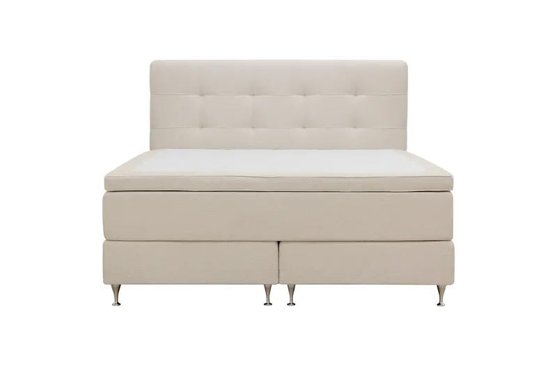 Hilton Premium Komplett Sängpaket 160x200 cm Kontinentalsäng med Sänggavel - Ljusbeige Bouclé - Products - Möbler - Säng - Kontinentalsäng