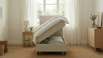 Hilton Plus Komplett Sängpaket med Förvaring 90x200 cm - Ljusbeige - Products - Möbler - Säng - Säng med förvaring