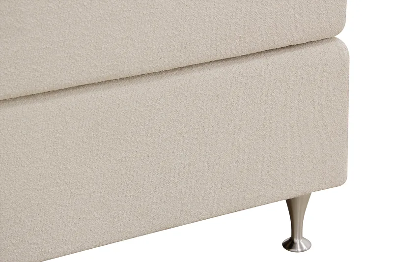 Hilton Premium Komplett Sängpaket 160x200 cm Kontinentalsäng med Sänggavel - Ljusbeige Bouclé - Products - Möbler - Säng - Kontinentalsäng