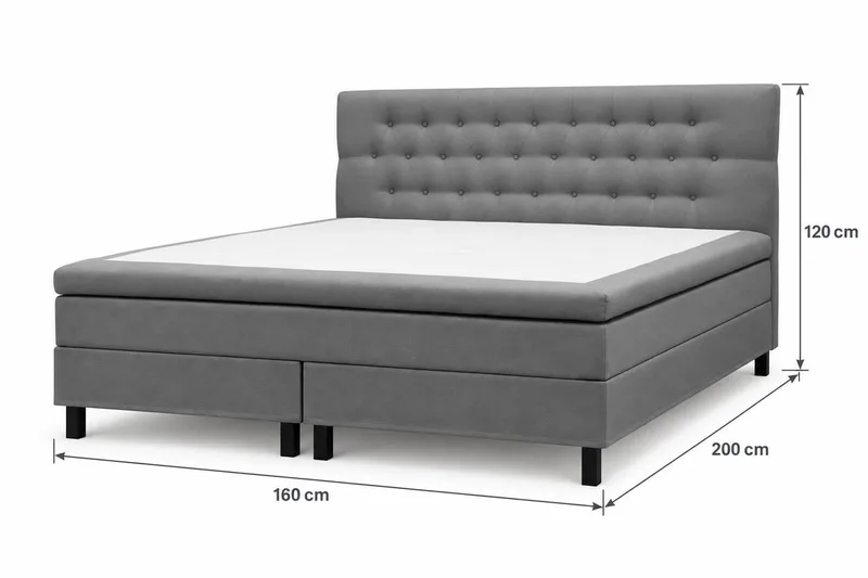 HVILA Classic Komplett Sängpaket 160x200 cm Kontinentalsäng med diamant sänggavel - Grå - Products - Möbler - Säng - Komplett sängpaket
