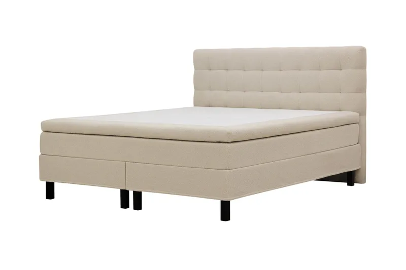 HVILA Classic Komplett Sängpaket 160x200 cm Kontinentalsäng med rutad sänggavel - Beige / Teddy - Products - Möbler - Säng - Kontinentalsäng