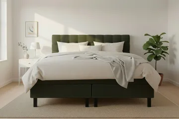 HVILA Classic Komplett Sängpaket 160x200 cm Kontinentalsäng med rutad sänggavel - Grön - Products - Möbler - Säng - Kontinentalsäng
