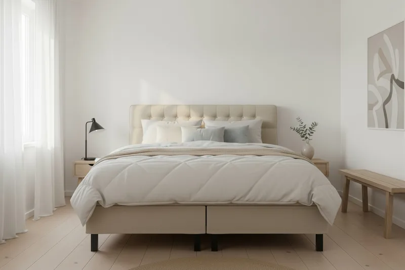 HVILA Classic Komplett Sängpaket 180x200 cm Kontinentalsäng med diamant sänggavel - Beige - Products - Möbler - Säng - Kontinentalsäng