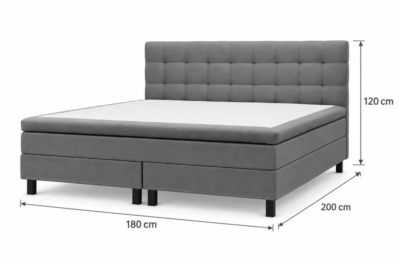 HVILA Classic Komplett Sängpaket 180x200 cm Kontinentalsäng med rutad sänggavel - Grå - Products - Möbler - Säng - Komplett sängpaket