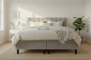 HVILA Classic Komplett Sängpaket 180x200 cm Kontinentalsäng med rutad sänggavel - Grå - Products - Möbler - Säng - Kontinentalsäng