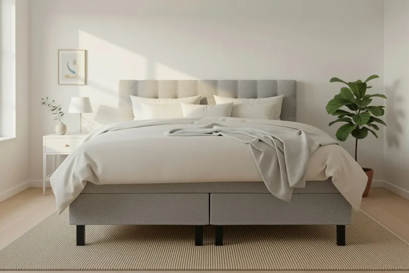 HVILA Classic Komplett Sängpaket 180x200 cm Kontinentalsäng med rutad sänggavel - Grå - Products - Möbler - Säng - Kontinentalsäng