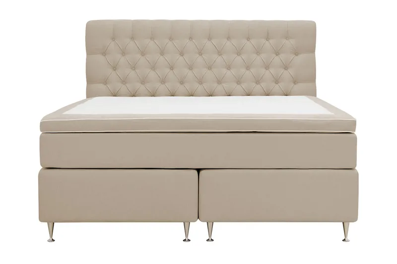 HVILA Lyx Komplett Sängpaket 160x200 cm Kontinentalsäng med knappad sänggavel - Beige - Products - Möbler - Säng - Kontinentalsäng