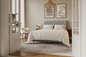 HVILA Lyx Komplett Sängpaket 160x200 cm Kontinentalsäng med knappad sänggavel - Grå - Products - Möbler - Säng - Kontinentalsäng