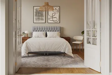 HVILA Lyx Komplett Sängpaket 160x200 cm Kontinentalsäng med knappad sänggavel - Grå - Products - Möbler - Säng - Kontinentalsäng
