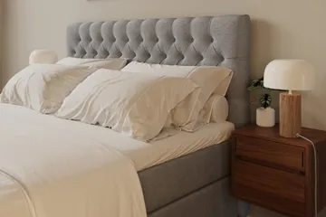 HVILA Lyx Komplett Sängpaket 160x200 cm Kontinentalsäng med knappad sänggavel - Grå - Products - Möbler - Säng - Kontinentalsäng