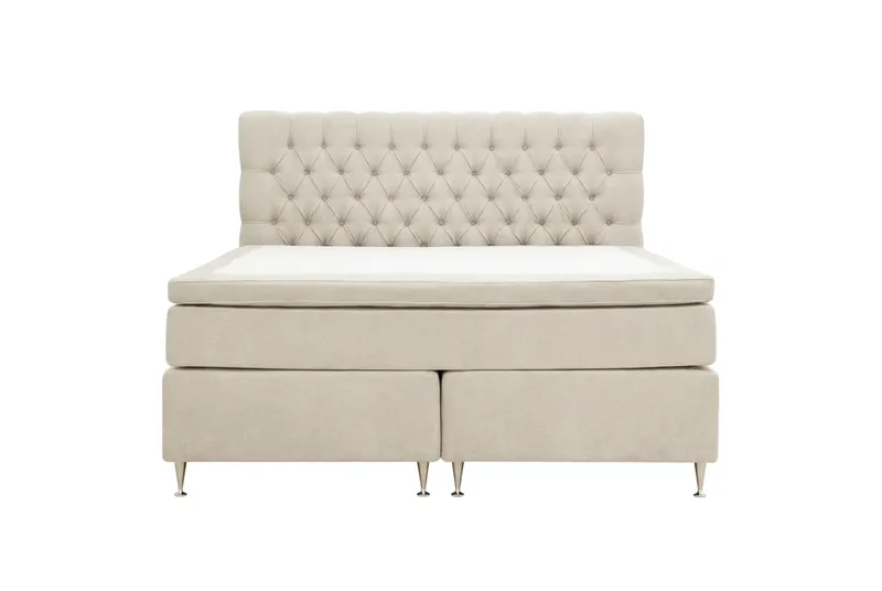 HVILA Lyx Komplett Sängpaket 160x200 cm Kontinentalsäng med knappad sänggavel i chenille - Beige - Products - Möbler - Säng - Kontinentalsäng