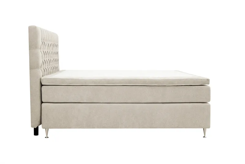 HVILA Lyx Komplett Sängpaket 160x200 cm Kontinentalsäng med knappad sänggavel i chenille - Beige - Products - Möbler - Säng - Kontinentalsäng