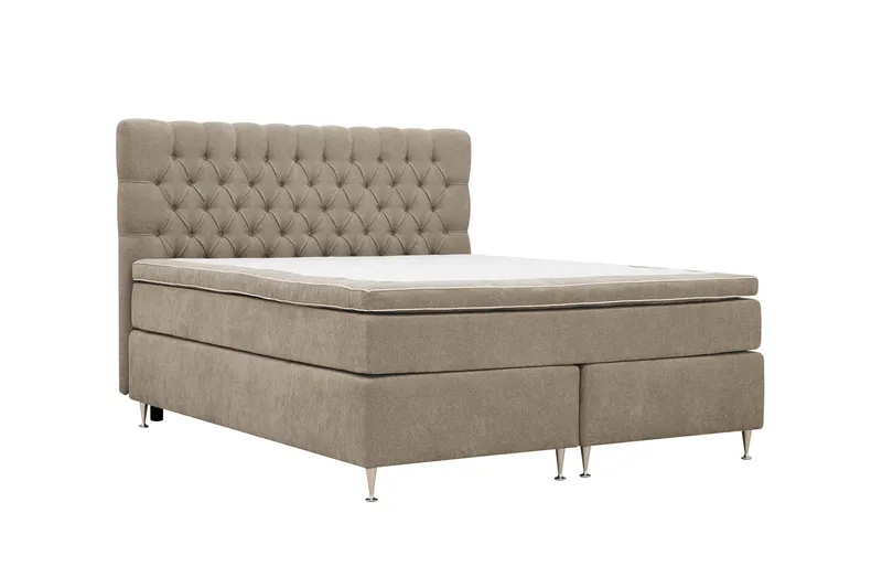 HVILA Lyx Komplett Sängpaket 160x200 cm Kontinentalsäng med knappad sänggavel i chenille - Brun - Products - Möbler - Säng - Kontinentalsäng