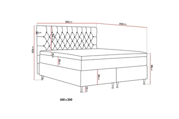 HVILA Lyx Komplett Sängpaket 160x200 cm Kontinentalsäng med knappad sänggavel i sammet - Beige / Sammet - Products - Möbler - Säng - Kontinentalsäng