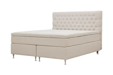 HVILA Lyx Komplett Sängpaket 180x200 cm Kontinentalsäng med knappad sänggavel i bouclé - Ivory / Bouclé - Products - Möbler - Säng - Kontinentalsäng