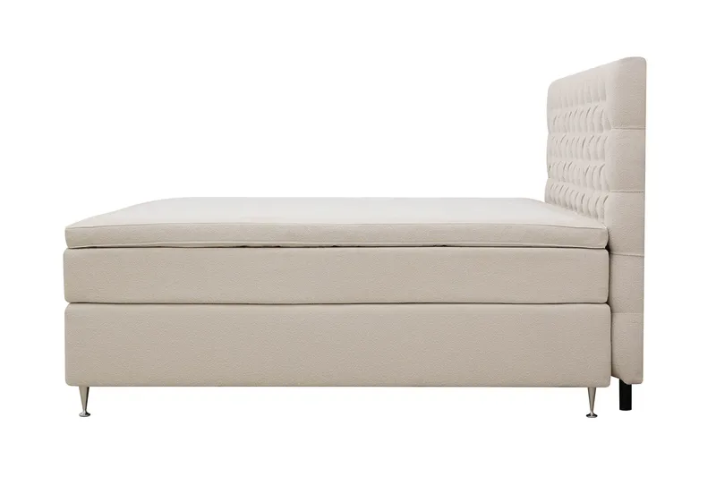 HVILA Lyx Komplett Sängpaket 180x200 cm Kontinentalsäng med knappad sänggavel i bouclé - Ivory / Bouclé - Products - Möbler - Säng - Kontinentalsäng
