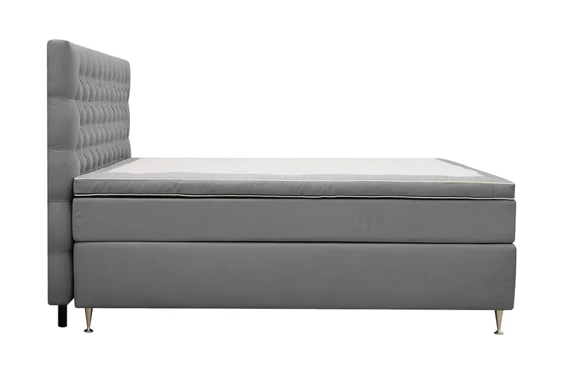 HVILA Lyx Komplett Sängpaket 180x200 cm Kontinentalsäng med knappad sänggavel i sammet - Ljusgrå - Products - Möbler - Säng - Kontinentalsäng