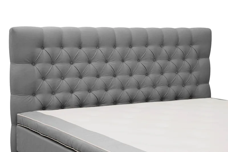 HVILA Lyx Komplett Sängpaket 180x200 cm Kontinentalsäng med knappad sänggavel i sammet - Ljusgrå - Products - Möbler - Säng - Kontinentalsäng