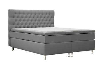 HVILA Lyx Komplett Sängpaket 180x200 cm Kontinentalsäng med knappad sänggavel i sammet - Ljusgrå - Products - Möbler - Säng - Kontinentalsäng