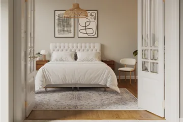 HVILA Lyx Komplett Sängpaket 180x200 cm Kontinentalsäng med knappad sänggavel - Ljusbeige - Products - Möbler - Säng - Kontinentalsäng