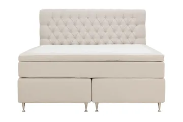 HVILA Lyx Komplett Sängpaket 180x200 cm Kontinentalsäng med knappad sänggavel - Ljusbeige - Products - Möbler - Säng - Kontinentalsäng