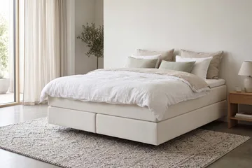 HVILA Premium Kontinentalsäng 180x200 cm med svävande effekt inkl. Bäddmadrass i Polyeterskum Medium - Medium - Products - Möbler - Säng - Komplett sängpaket