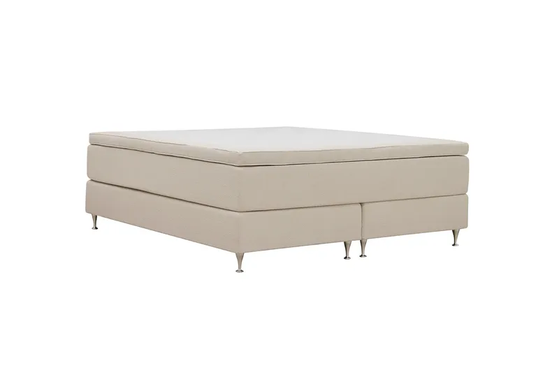 HVILA Premium Kontinentalsäng 160x200 cm - Ljusbeige Bouclé - Products - Möbler - Säng - Komplett sängpaket
