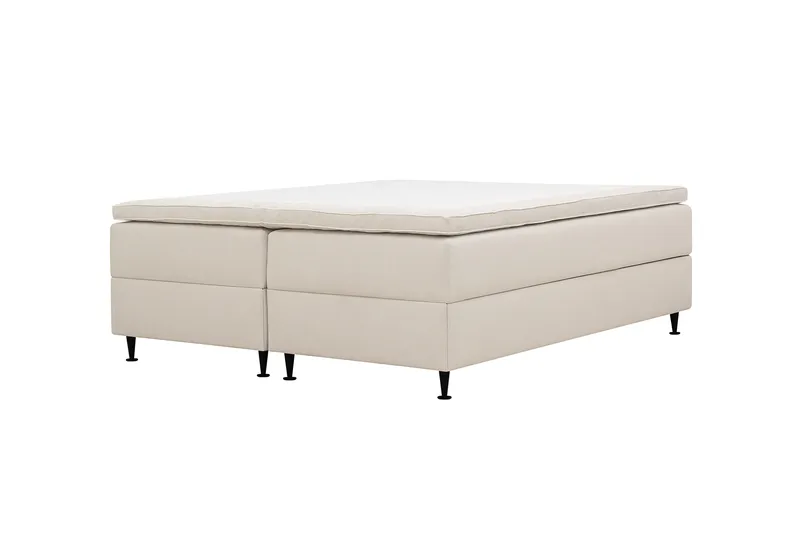 HVILA Plus Kontinentalsäng 160x200 cm i Tyg med Förvaring + Bäddmadrass med Fasthetsgrad Mediumfast - Ljusbeige - Products - Möbler - Säng - Komplett sängpaket