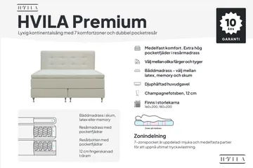 HVILA Premium Komplett Sängpaket 160x200 cm Kontinentalsäng med Sänggavel - Ljusbeige Bouclé - Products - Möbler - Säng - Kontinentalsäng