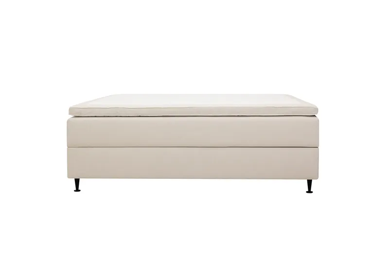 HVILA Plus Kontinentalsäng 160x200 cm i Tyg med Förvaring + Bäddmadrass med Fasthetsgrad Mediumfast - Ljusbeige - Products - Möbler - Säng - Komplett sängpaket