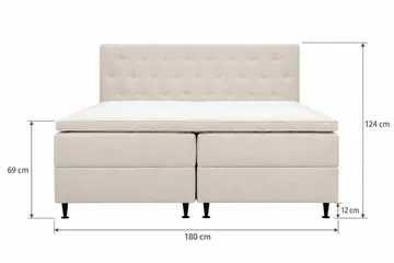 HVILA Plus Komplett Sängpaket – Kontinentalsäng 180x200 cm i Tyg med Förvaring, Sänggavel + Bäddmadrass - Ljusbeige - Products - Möbler - Säng - Komplett sängpaket