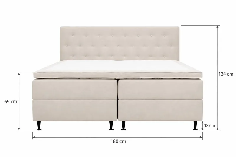 HVILA Plus Komplett Sängpaket – Kontinentalsäng 180x200 cm i Tyg med Förvaring, Sänggavel + Bäddmadrass - Ljusbeige - Products - Möbler - Säng - Komplett sängpaket