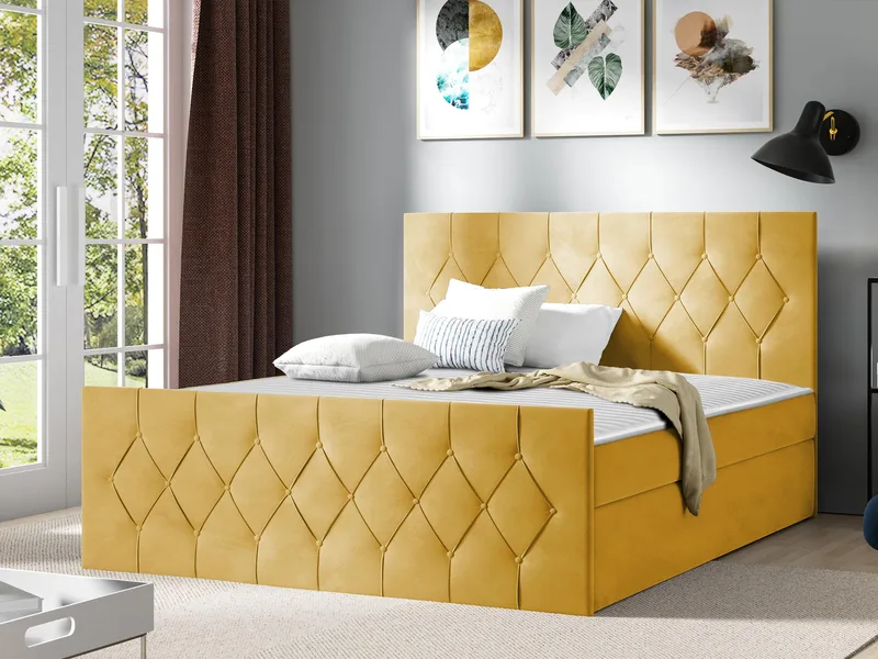 Jitendra Sängpaket Kontinentalsäng 140x200 cm med Förvaring - Gul - Products - Möbler - Säng - Komplett sängpaket