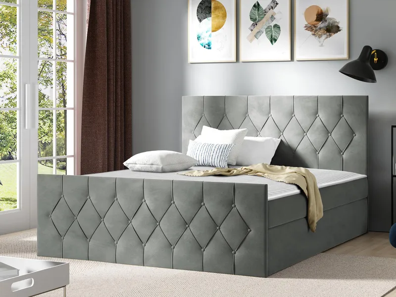 Jitendra Sängpaket Kontinentalsäng 180x200 cm med Förvaring - Grå - Products - Möbler - Säng - Komplett sängpaket