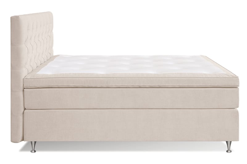 Joluma Komplett Sängpaket – Kontinentalsäng 180x200 cm i Tyg med Sänggavel + Bäddmadrass med Fasthetsgrad Fast - Ljusbeige - Products - Möbler - Säng - Kontinentalsäng