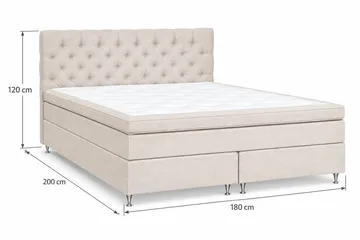 Joluma Komplett Sängpaket – Kontinentalsäng 180x200 cm i Tyg med Sänggavel + Bäddmadrass med Fasthetsgrad Fast - Ljusbeige - Products - Möbler - Säng - Kontinentalsäng
