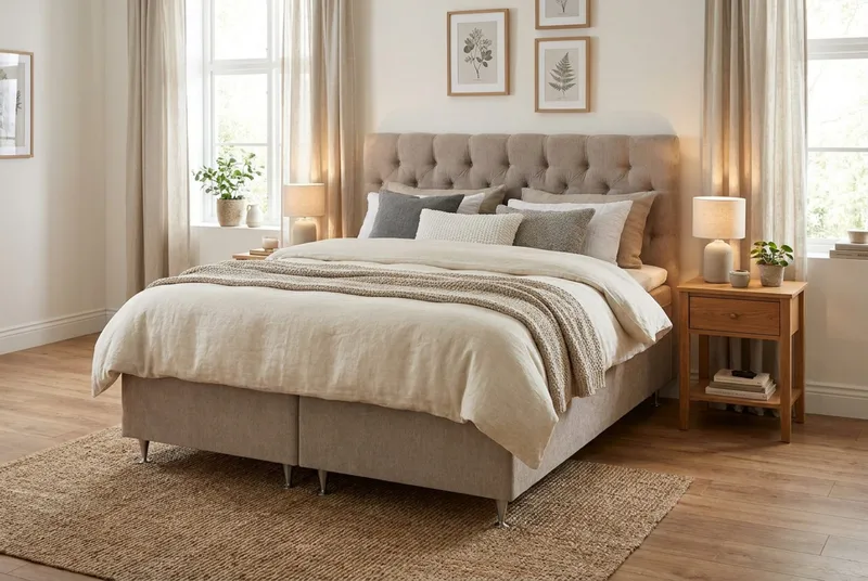 Joluma Kontinentalsäng Fast 160x200 cm - (+Fler val) 160x200 cm Beige - Products - Möbler - Säng - Enkelsäng