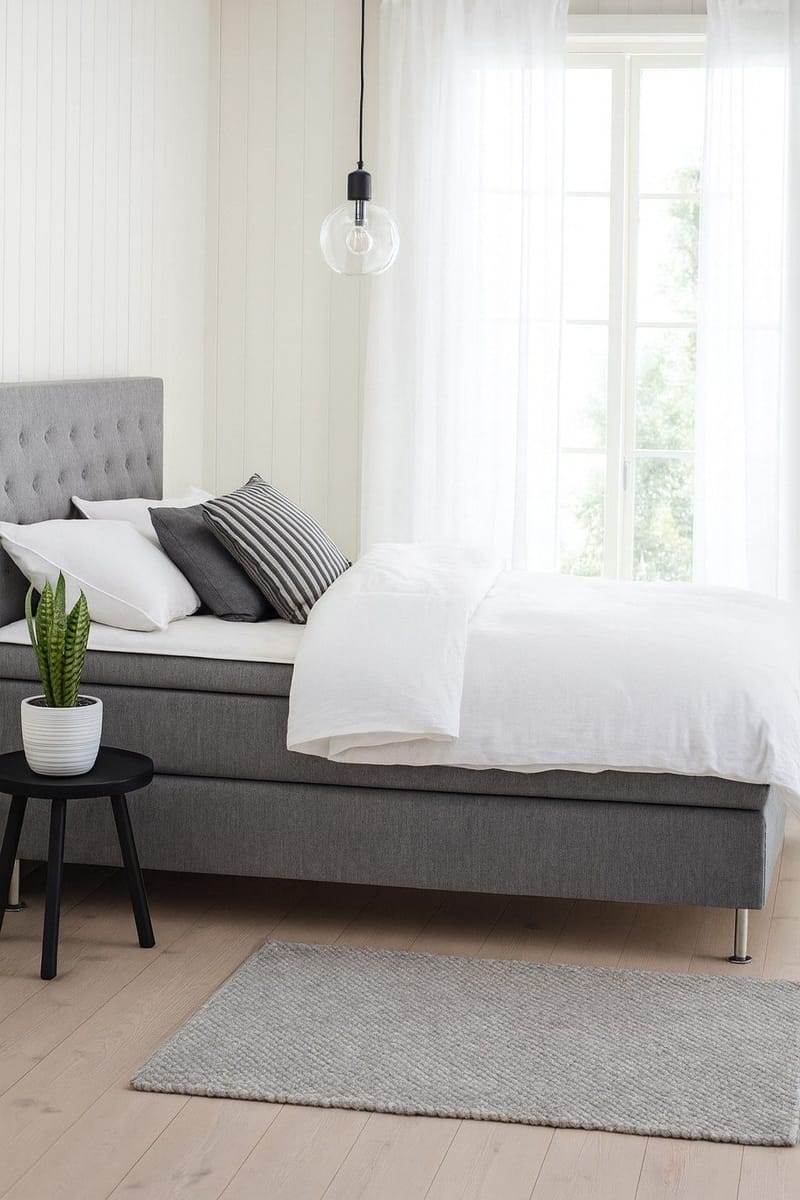 Kontinentalsäng 120 x 200 cm + sänggavel grå, Grå