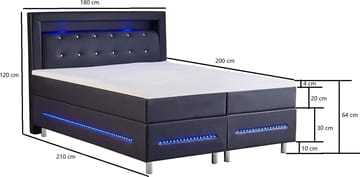 Kontinentalsäng med LED-belysning 180 cm - New York - Svart - Products - Möbler - Säng - Kontinentalsäng