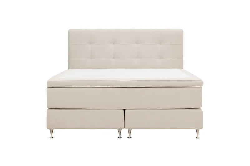 HVILA Premium Komplett Sängpaket 180x200 cm Kontinentalsäng med Sänggavel, Ljusbeige Tyg