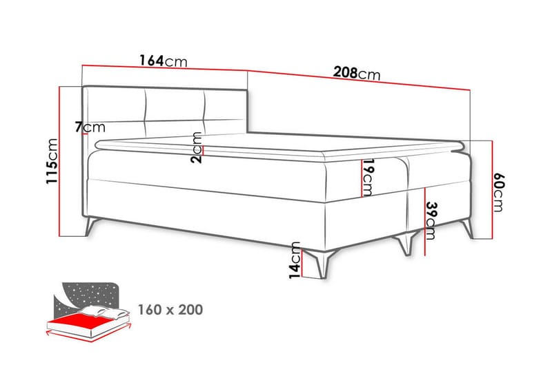 Leckersbo Komplett Sängpaket Kontinentalsäng med förvaring 160x200 cm - Svart - Products - Möbler - Säng - Komplett sängpaket