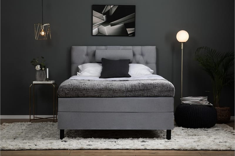 Lucky Komplett Sängpaket 120x200 Latex Diamant Sänggavel - Nackkudde Stor Mellangrå - Products - Möbler - Säng - Enkelsäng